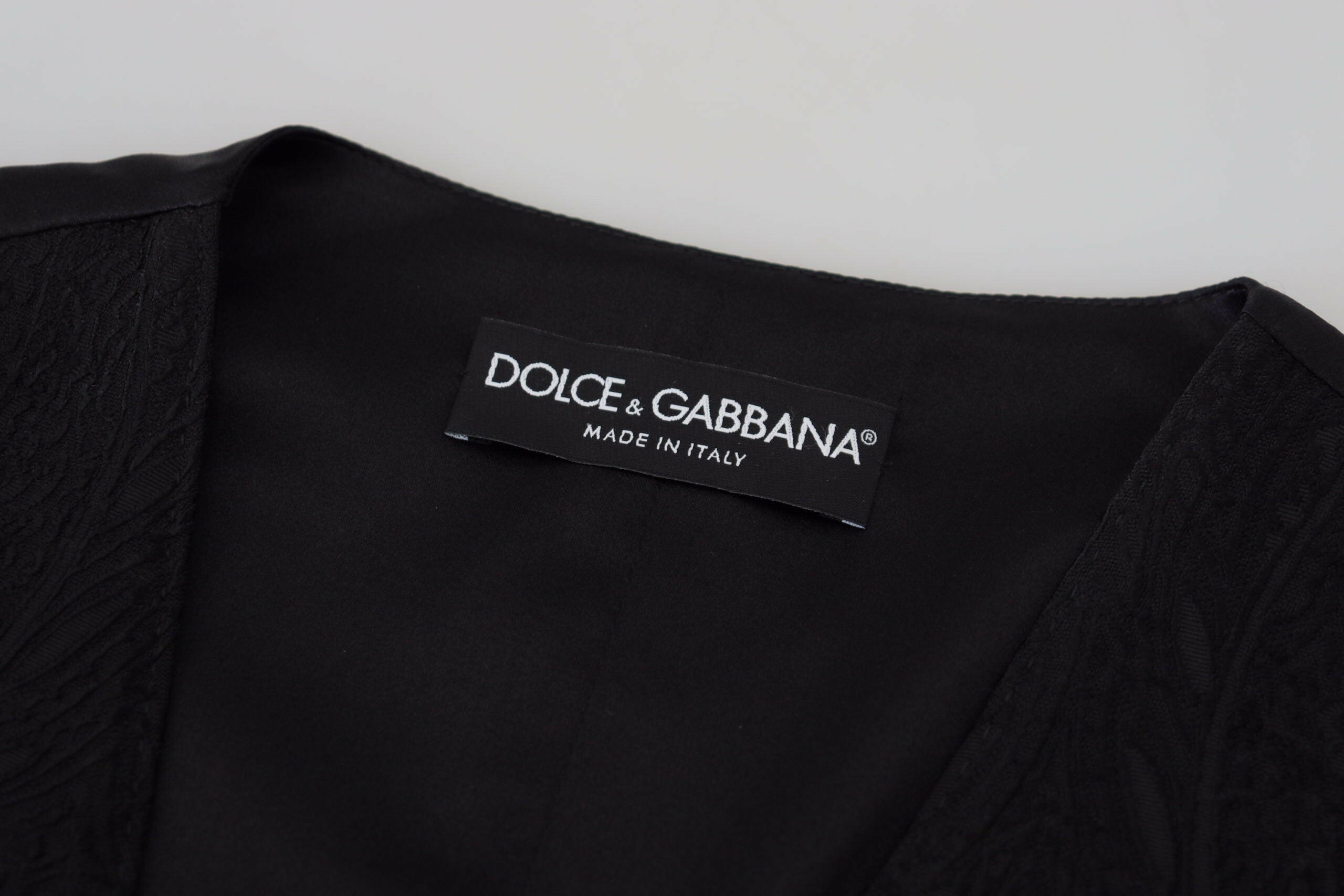 Dolce & Gabbana Black Brocade Button Down Sleeveless Vest Top -   -  Dolce & Gabbana.