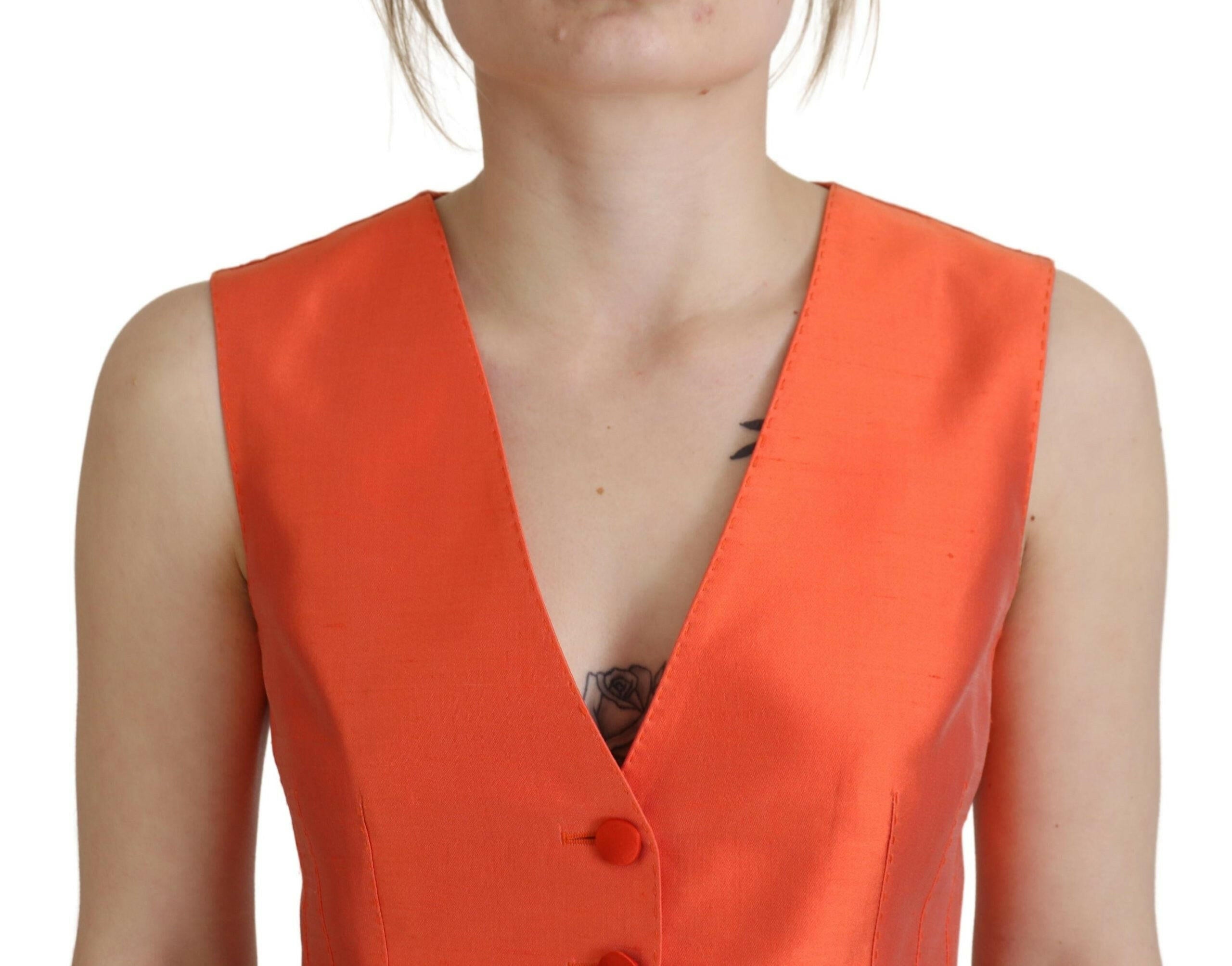 Dolce & Gabbana Orange Sleeveless Waistcoat Cropped Vest Top -   -  Dolce & Gabbana.