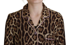 Dolce & Gabbana Brown Leopard Print Long Sleeves Blouse Top -   -  Dolce & Gabbana.