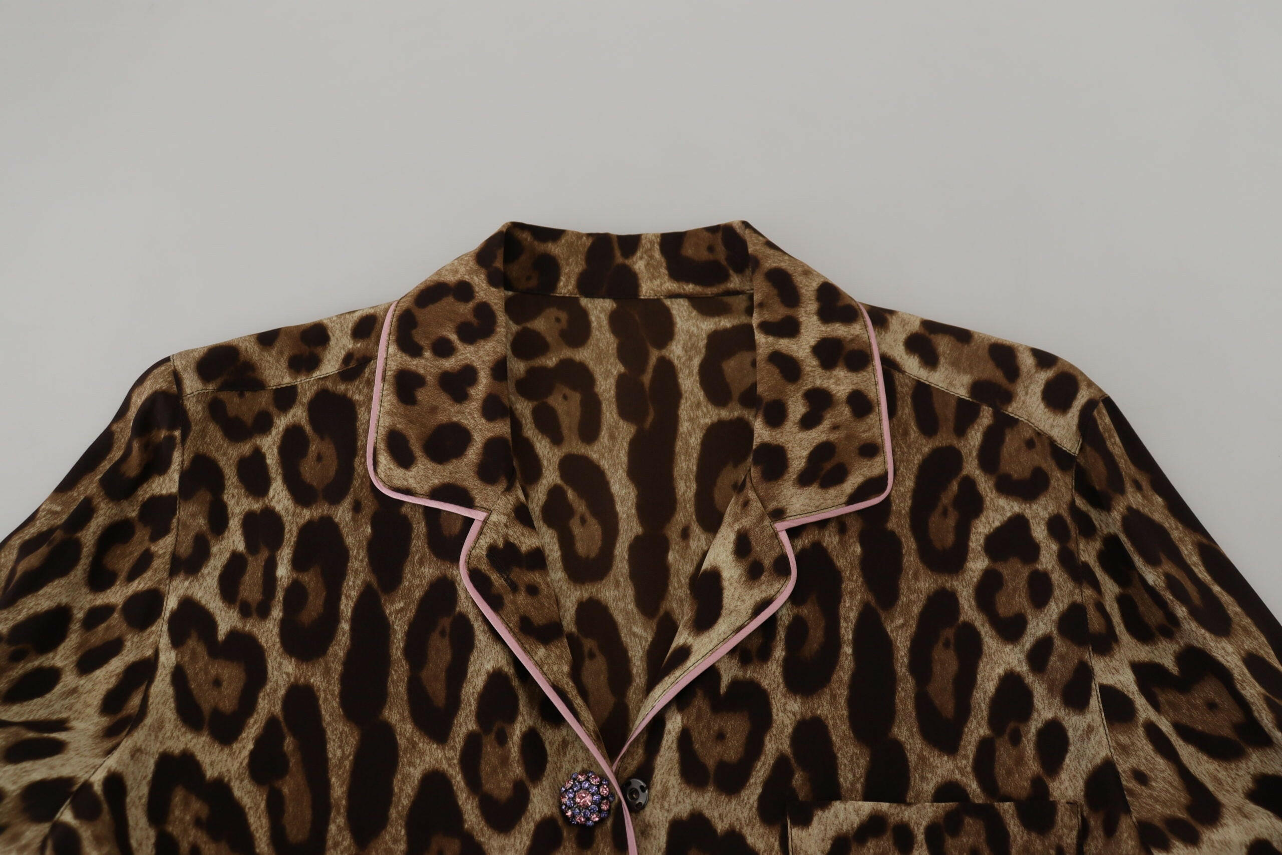 Dolce & Gabbana Brown Leopard Print Long Sleeves Blouse Top -   -  Dolce & Gabbana.