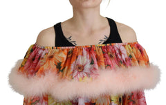 Dolce & Gabbana Multicolor Floral Fur Shearling Blouse Top -   -  Dolce & Gabbana.