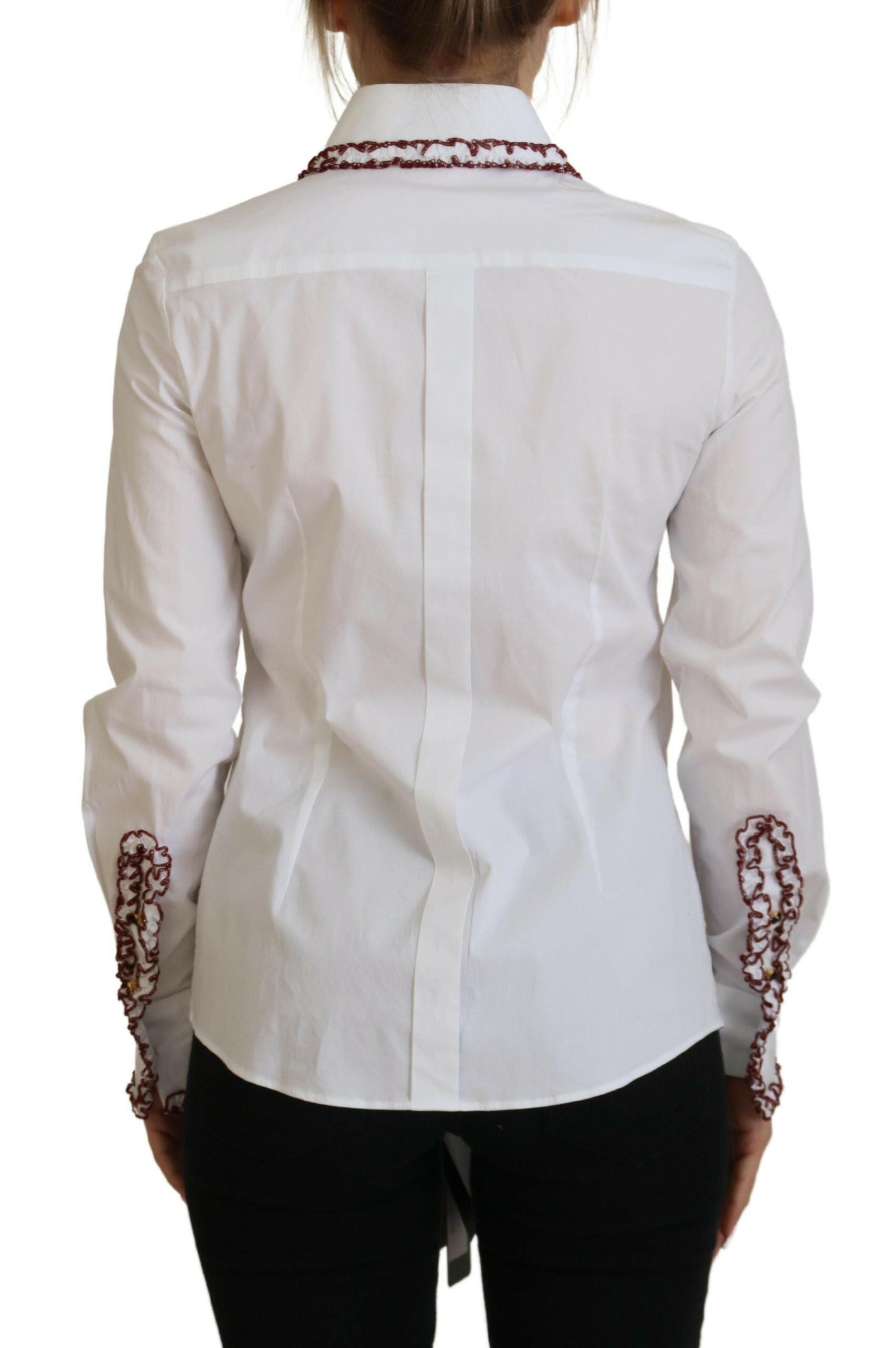 Dolce & Gabbana White Lace Long Sleeves Ruffle Collar Top -   -  Dolce & Gabbana.