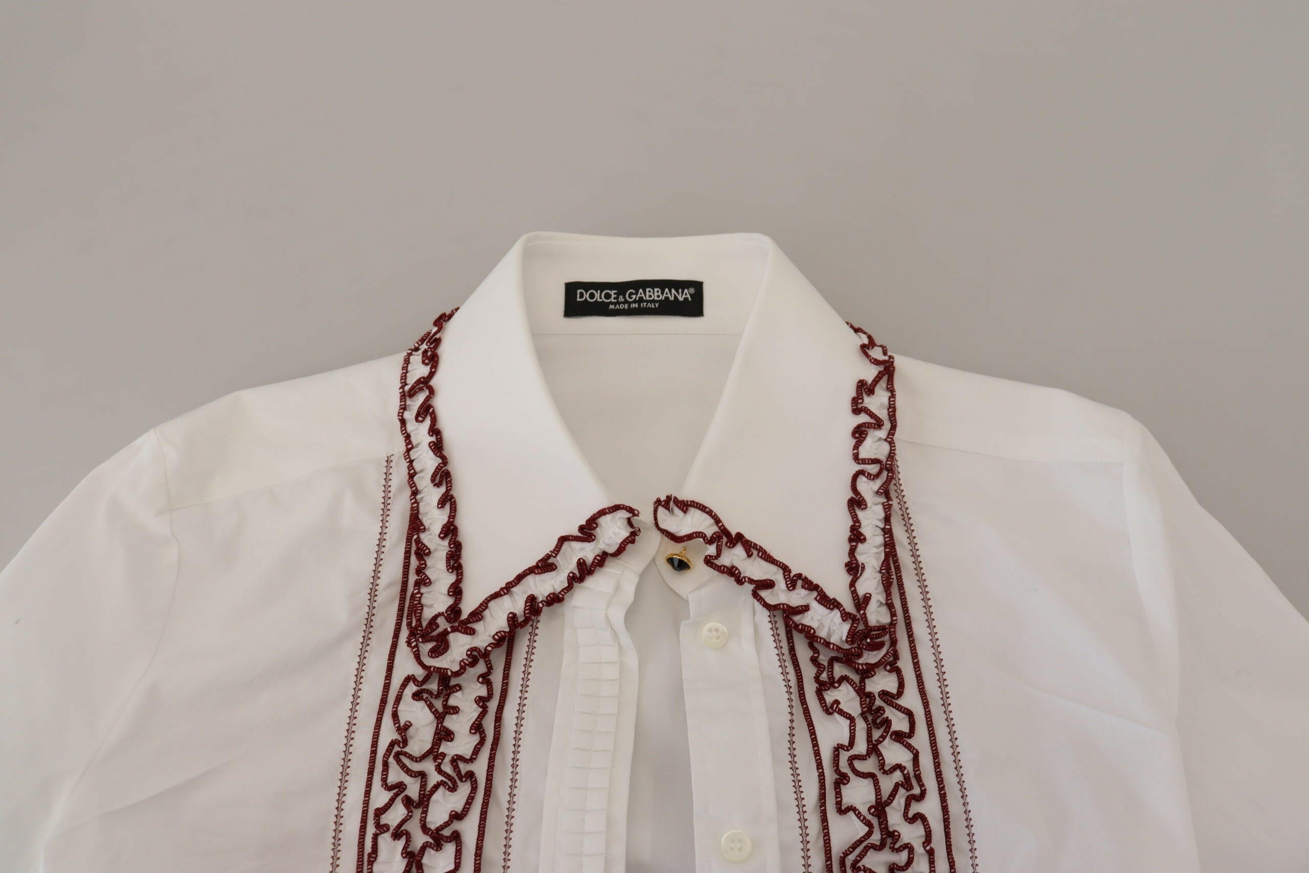 Dolce & Gabbana White Lace Long Sleeves Ruffle Collar Top -   -  Dolce & Gabbana.