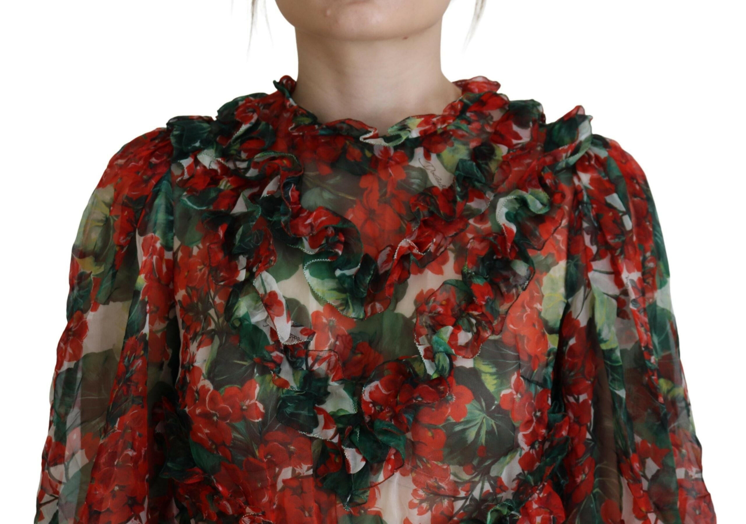 Dolce & Gabbana Multicolor Geranium A-line Knee Length Dress -   -  Dolce & Gabbana.
