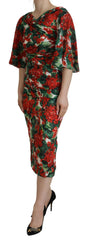 Dolce & Gabbana Multicolor Geranium Silk Sheath Midi Dress -   -  Dolce & Gabbana.