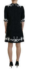 Dolce & Gabbana Black Lace Trim Half Sleeves A-line Dress -   -  Dolce & Gabbana.