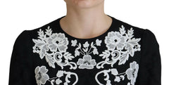 Dolce & Gabbana Black Lace Trim Half Sleeves A-line Dress -   -  Dolce & Gabbana.