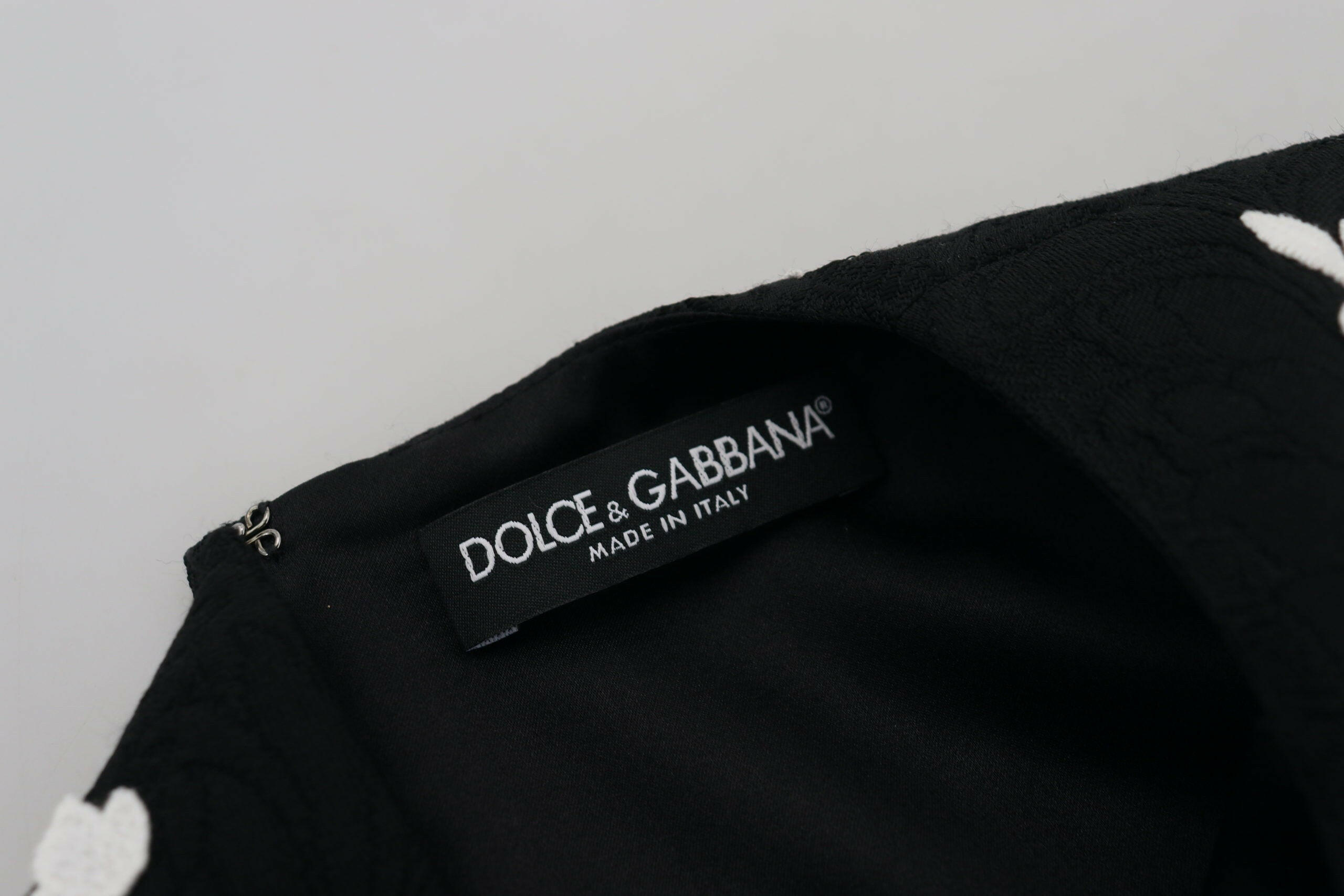 Dolce & Gabbana Black Lace Trim Half Sleeves A-line Dress -   -  Dolce & Gabbana.