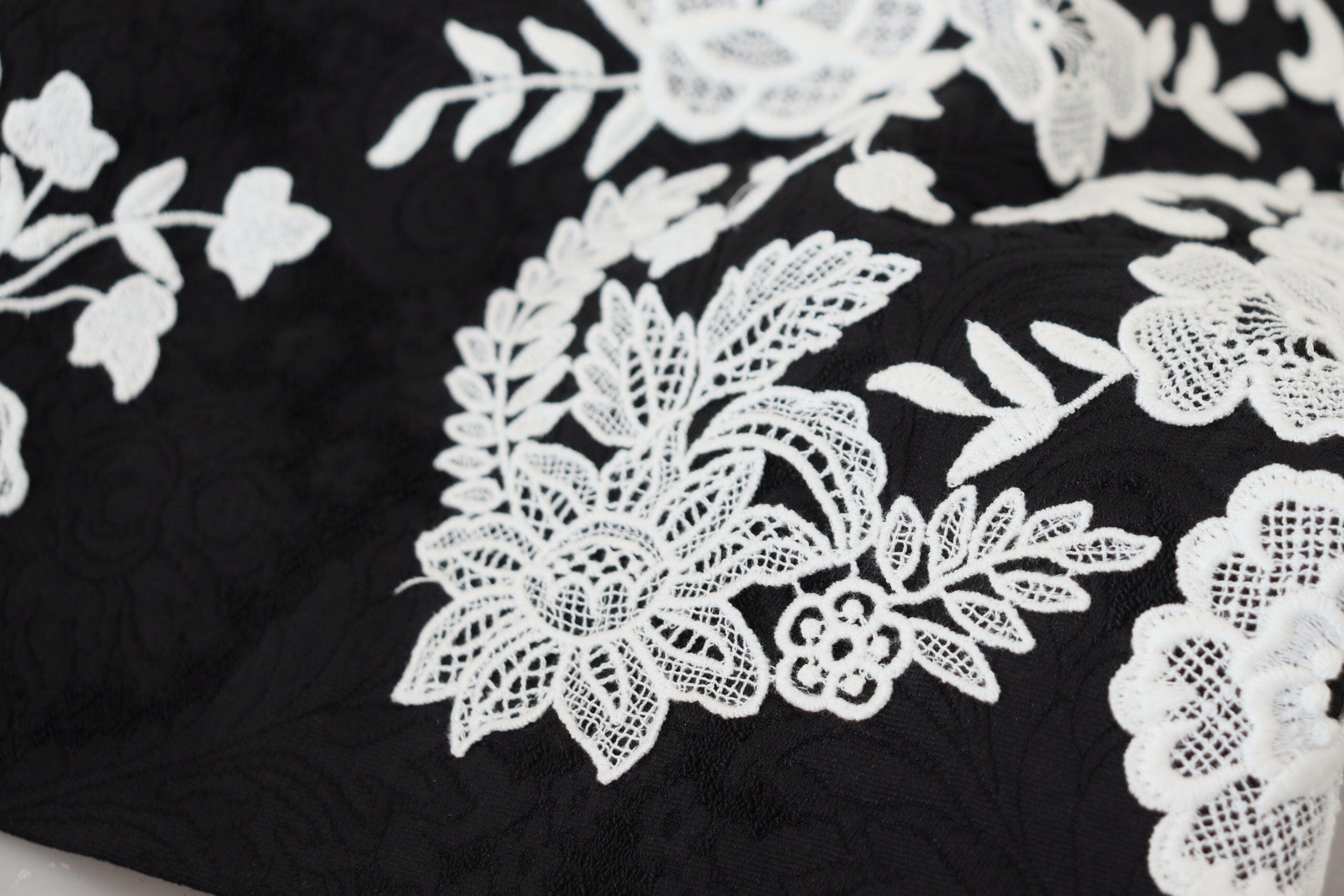 Dolce & Gabbana Black Lace Trim Half Sleeves A-line Dress -   -  Dolce & Gabbana.