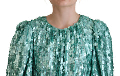 Dolce & Gabbana Blue Sequined Pleated Aline Midi Nylon Dress -   -  Dolce & Gabbana.