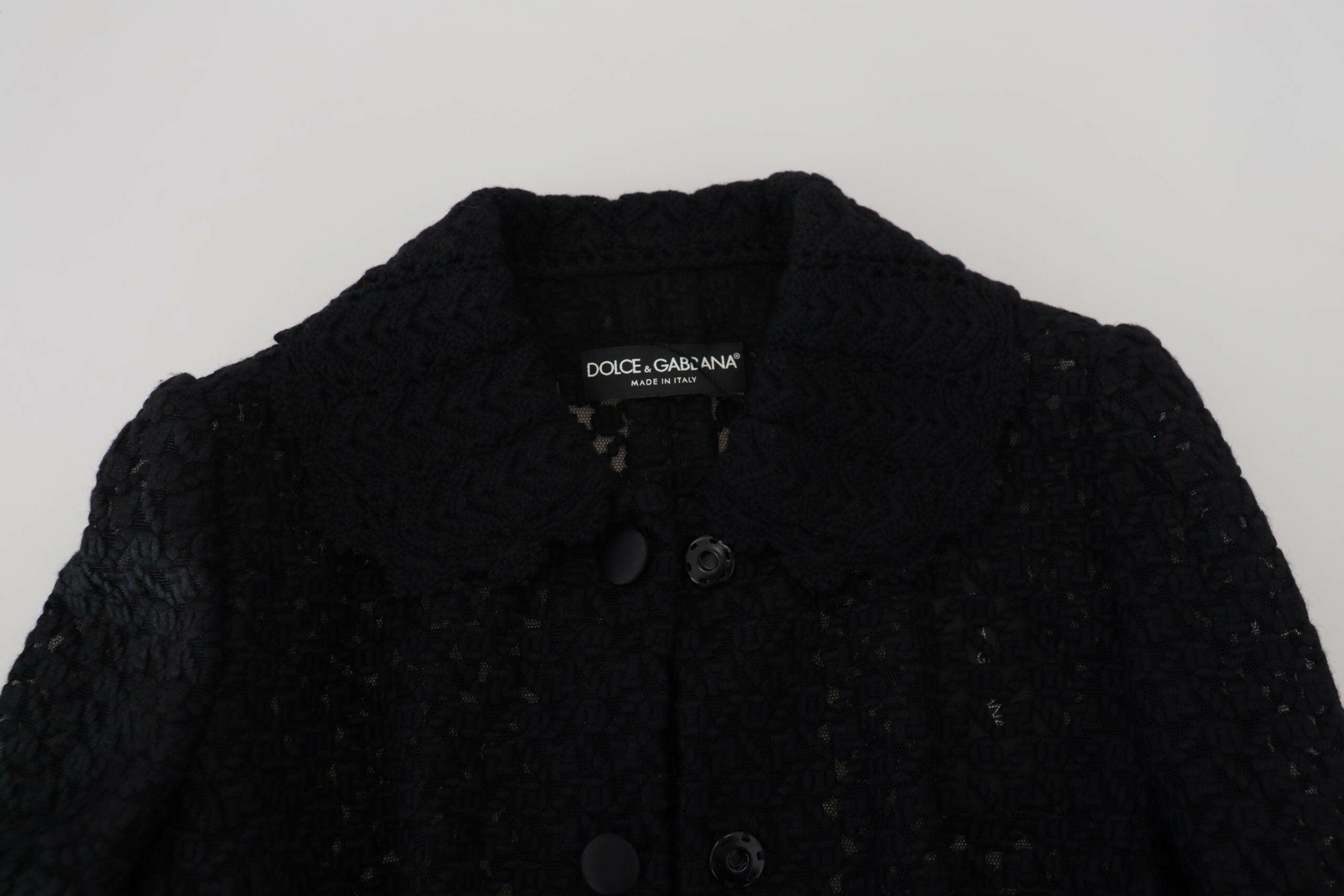 Dolce & Gabbana Black Wool Knitted Button Down Collar Jacket -   -  Dolce & Gabbana.