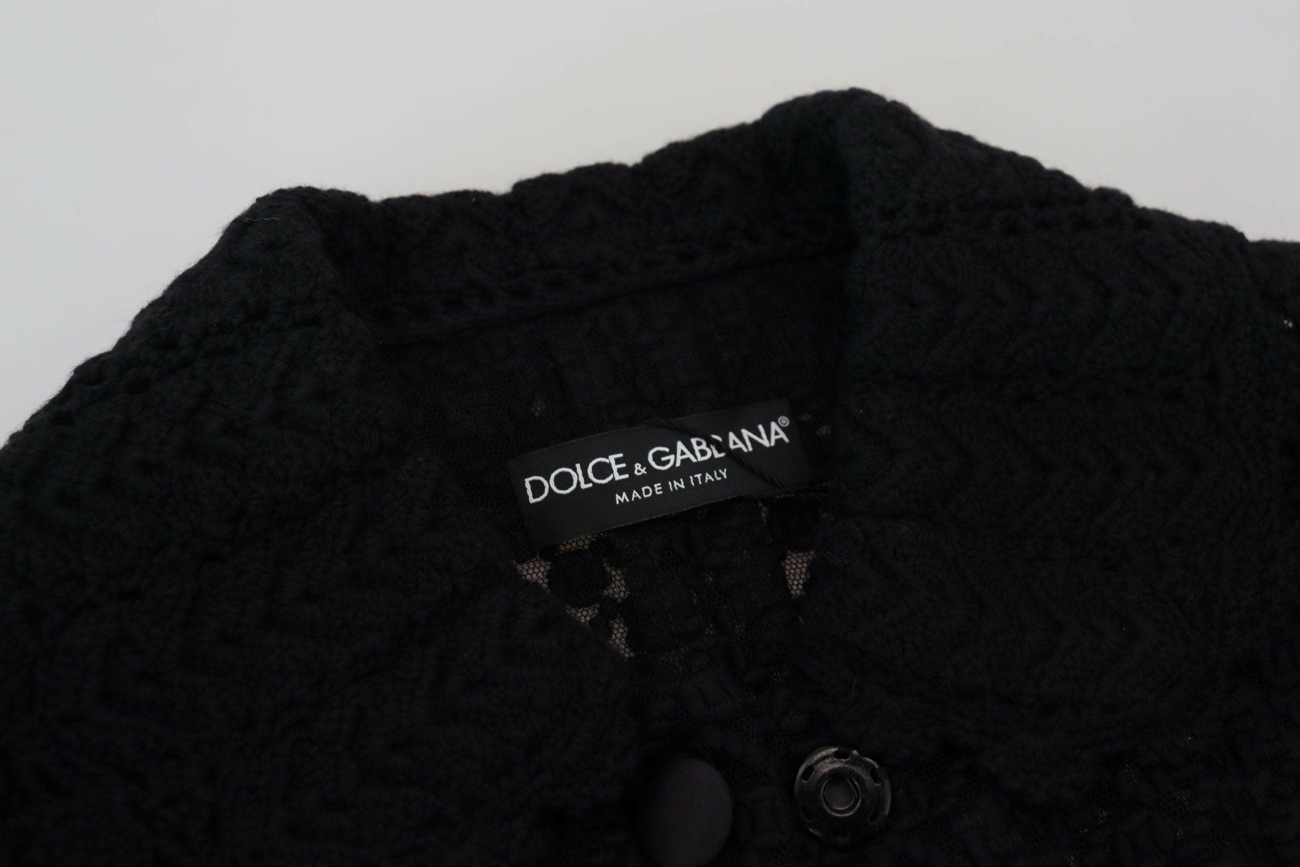 Dolce & Gabbana Black Wool Knitted Button Down Collar Jacket -   -  Dolce & Gabbana.