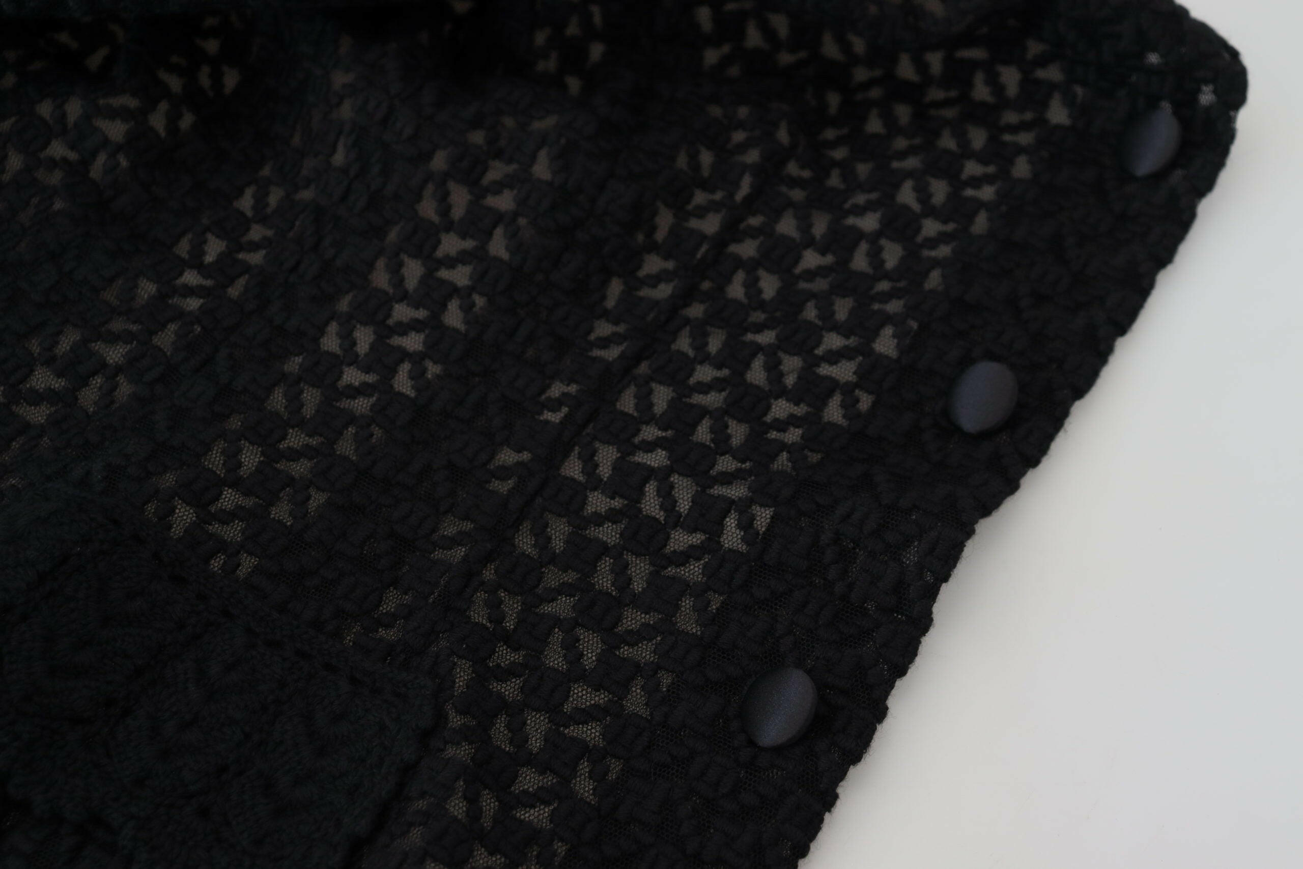 Dolce & Gabbana Black Wool Knitted Button Down Collar Jacket -   -  Dolce & Gabbana.