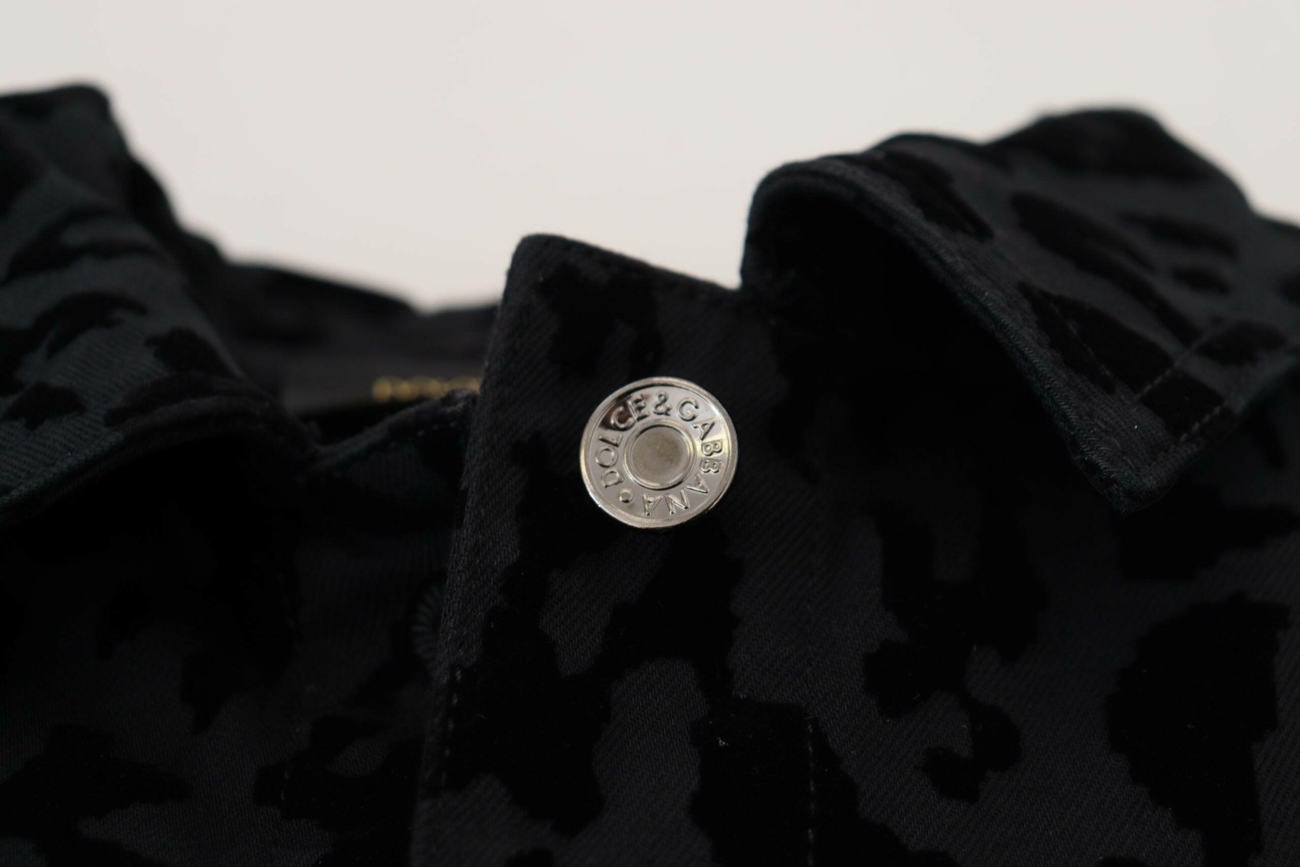 Dolce & Gabbana Black Leopard Long Sleeve Denim Cotton Jacket -   -  Dolce & Gabbana.