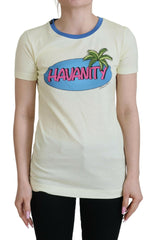 Dolce & Gabbana Yellow Havanity Round Neck Tee Cotton T-shirt -   -  Dolce & Gabbana.