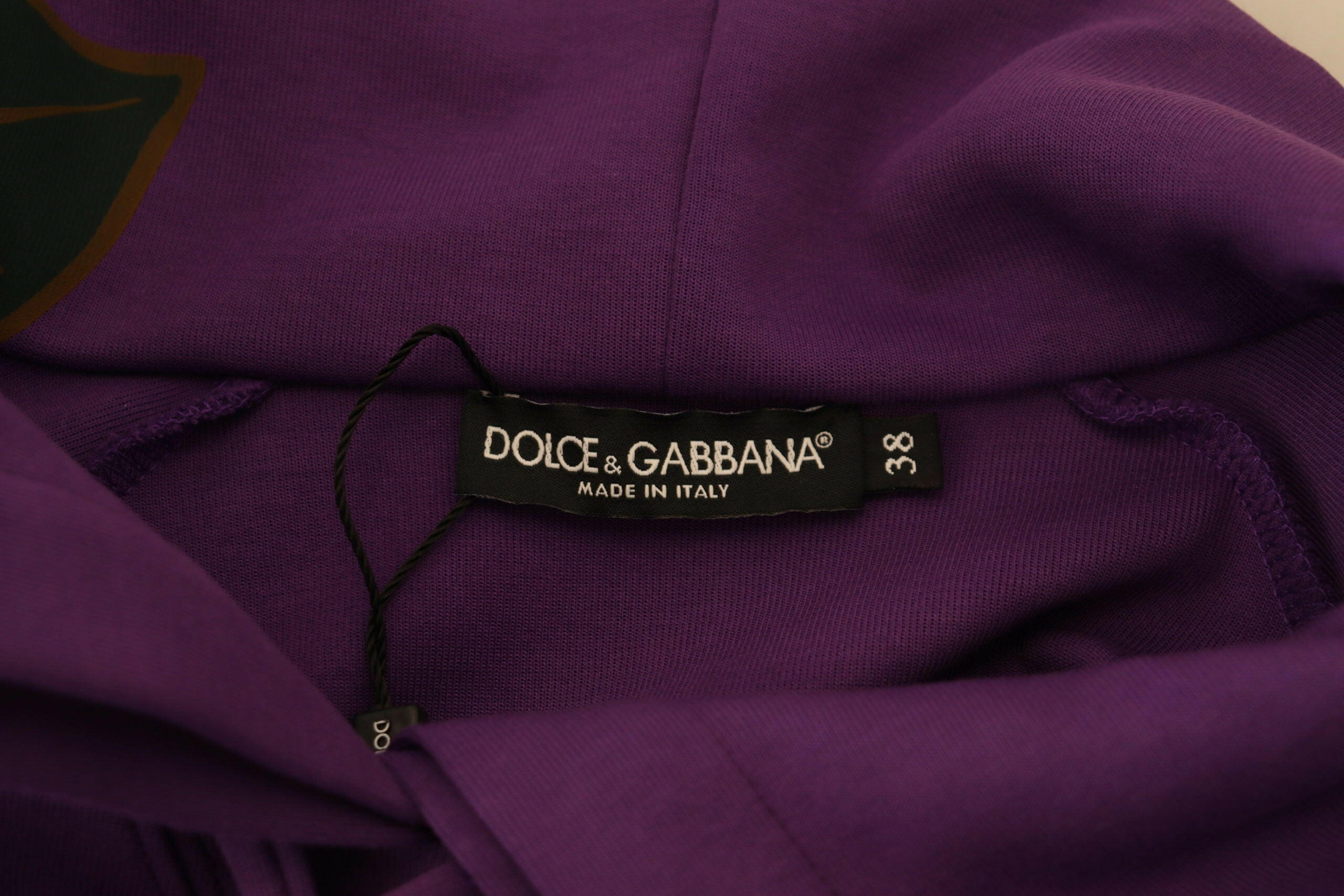 Dolce & Gabbana Purple Floral Print Pullover  Cotton Sweater -   -  Dolce & Gabbana.