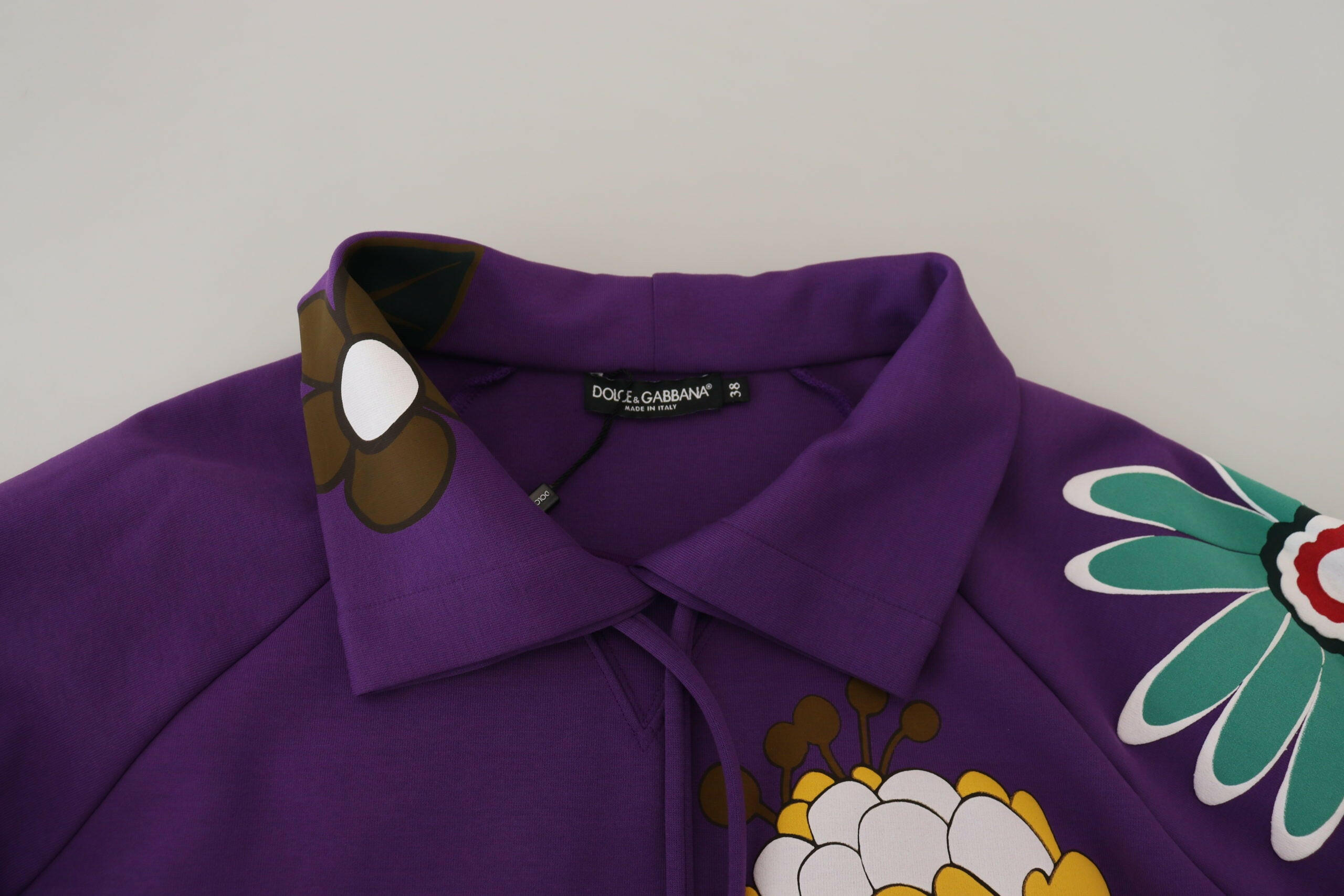 Dolce & Gabbana Purple Floral Print Pullover  Cotton Sweater -   -  Dolce & Gabbana.