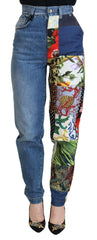 Dolce & Gabbana Blue Jacquard Majolica High Waist Jeans -   -  Dolce & Gabbana.