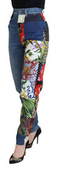 Dolce & Gabbana Blue Jacquard Majolica High Waist Jeans -   -  Dolce & Gabbana.