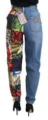 Dolce & Gabbana Blue Jacquard Majolica High Waist Jeans -   -  Dolce & Gabbana.