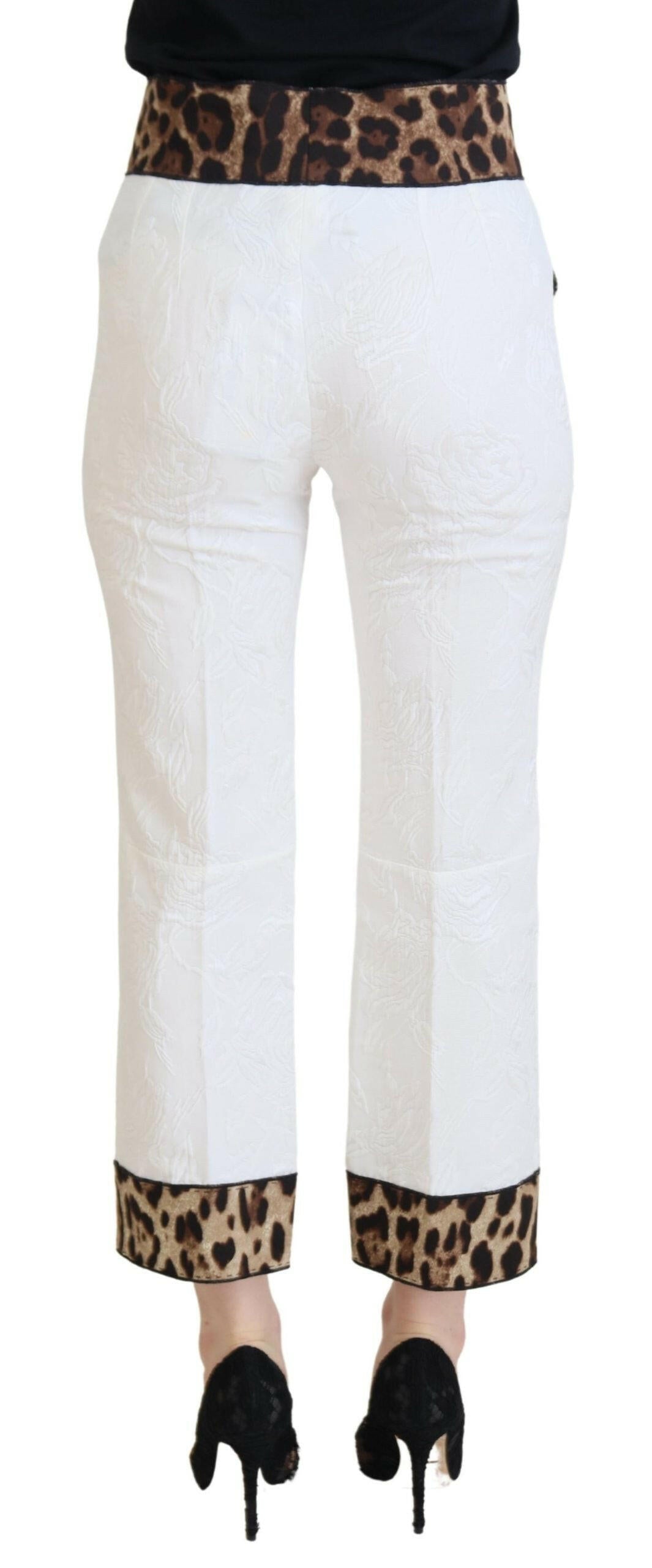 Dolce & Gabbana White Leopard Print High Waist Pants -   -  Dolce & Gabbana.