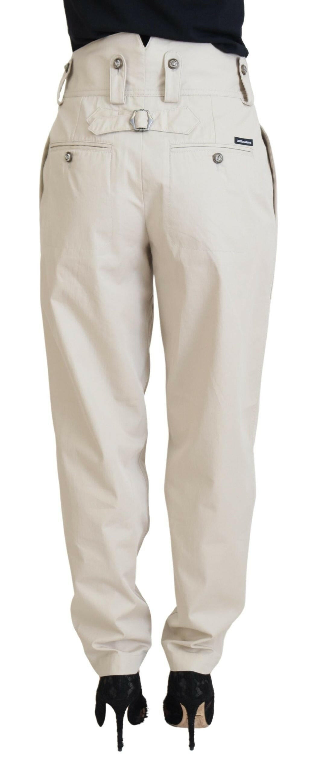 Dolce & Gabbana Beige High Waist Women Pants -   -  Dolce & Gabbana.