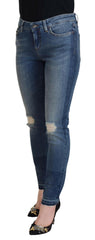 Dolce & Gabbana Blue Washed Cotton Tattered Denim Jeans -   -  Dolce & Gabbana.