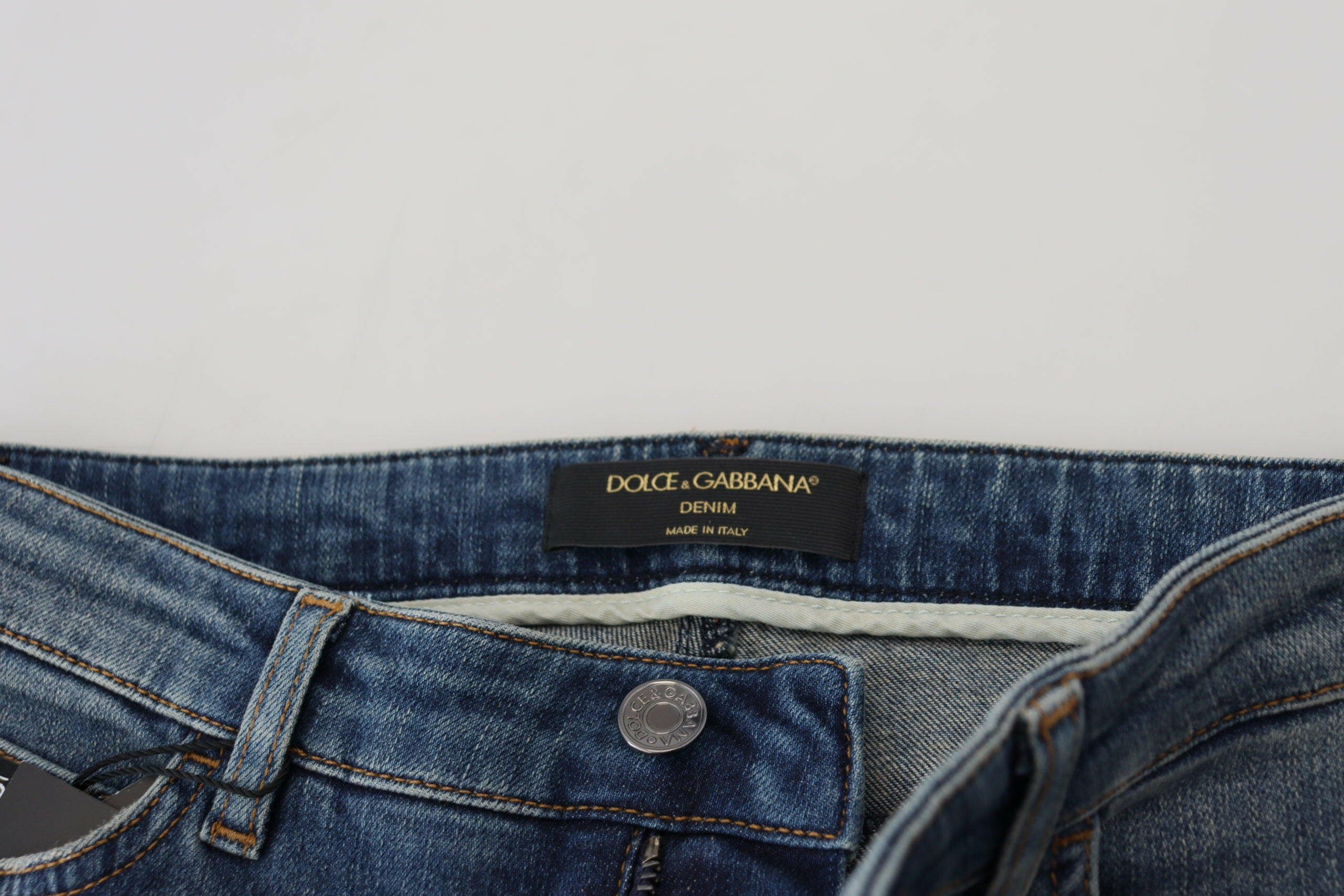 Dolce & Gabbana Blue Washed Cotton Tattered Denim Jeans -   -  Dolce & Gabbana.