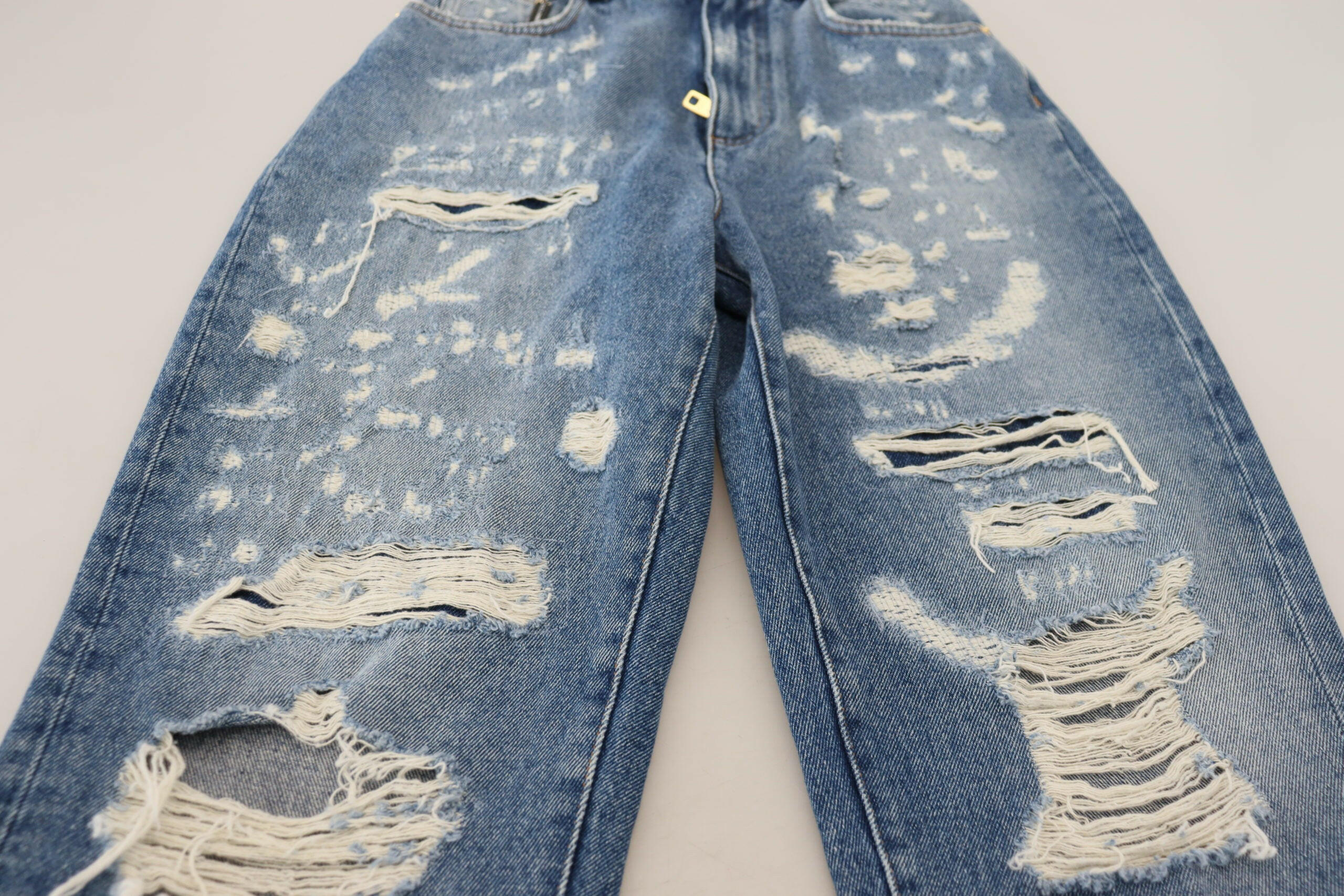 Dolce & Gabbana Blue Washed Cotton Tattered Denim Jeans -   -  Dolce & Gabbana.