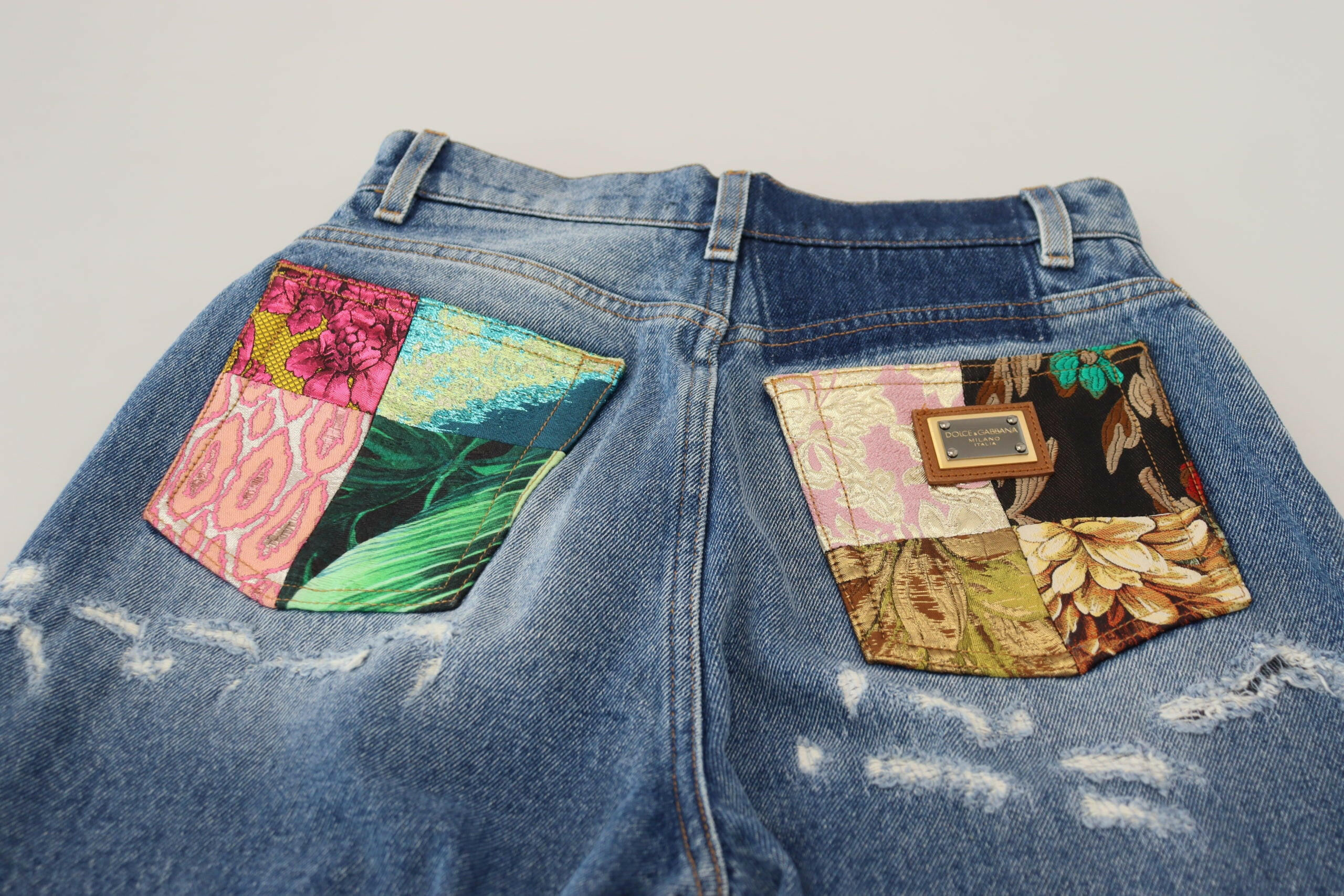 Dolce & Gabbana Blue Washed Cotton Tattered Denim Jeans -   -  Dolce & Gabbana.
