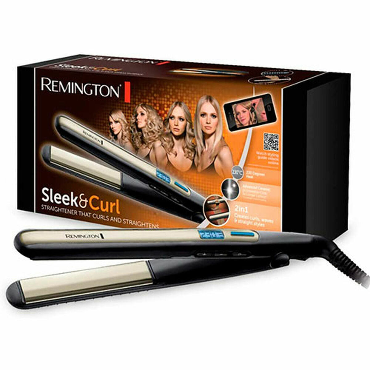 Hair Straightener Remington Sleek & Curl Black 110 mm 150°C - 230°C -  Beauty, Hair care -  Remington.