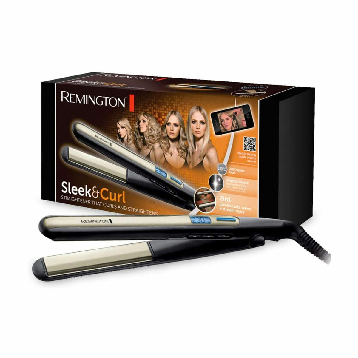 Hair Straightener Remington Sleek & Curl Black 110 mm 150°C - 230°C -  Beauty, Hair care -  Remington.