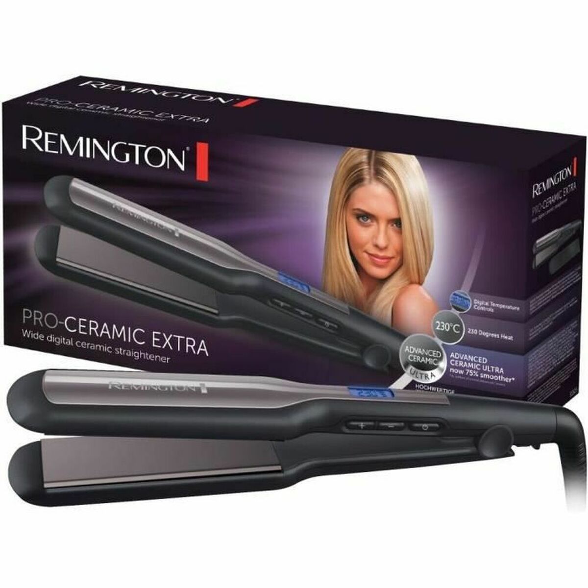 Hair Straightener Remington Pro Ceramic Extra S5525 110 mm Black -  Beauty, Hair care -  Remington.