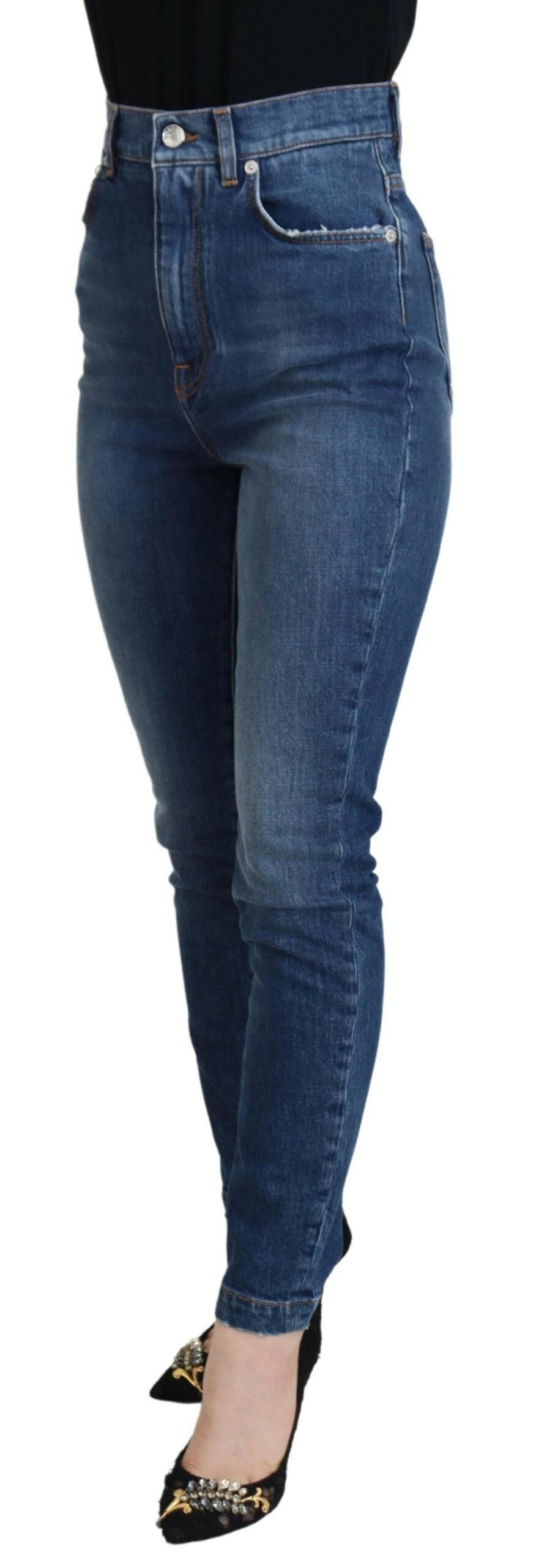 Dolce & Gabbana Blue Cotton High Waist Skinny Denim Jeans -   -  Dolce & Gabbana.