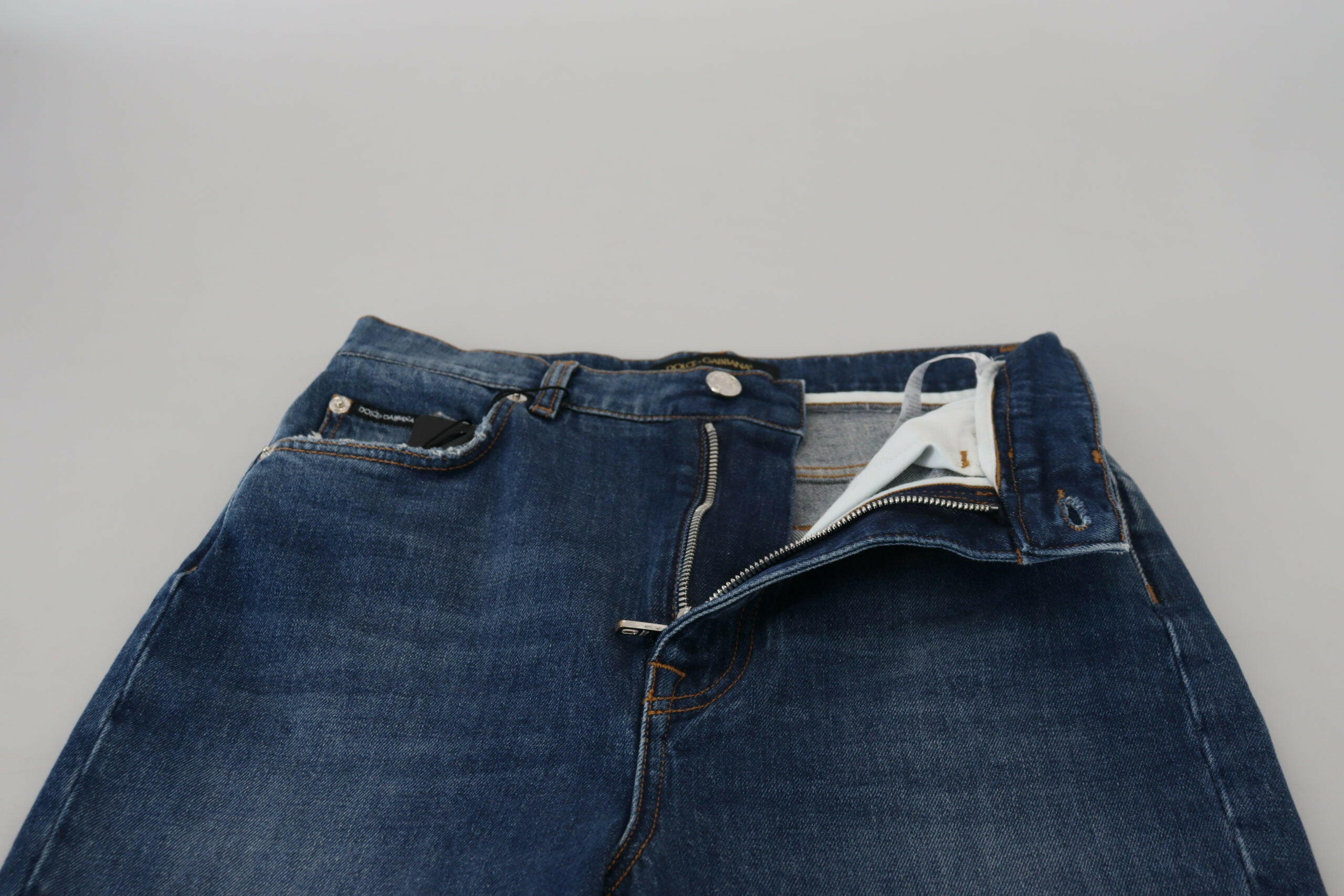 Dolce & Gabbana Blue Cotton High Waist Skinny Denim Jeans -   -  Dolce & Gabbana.