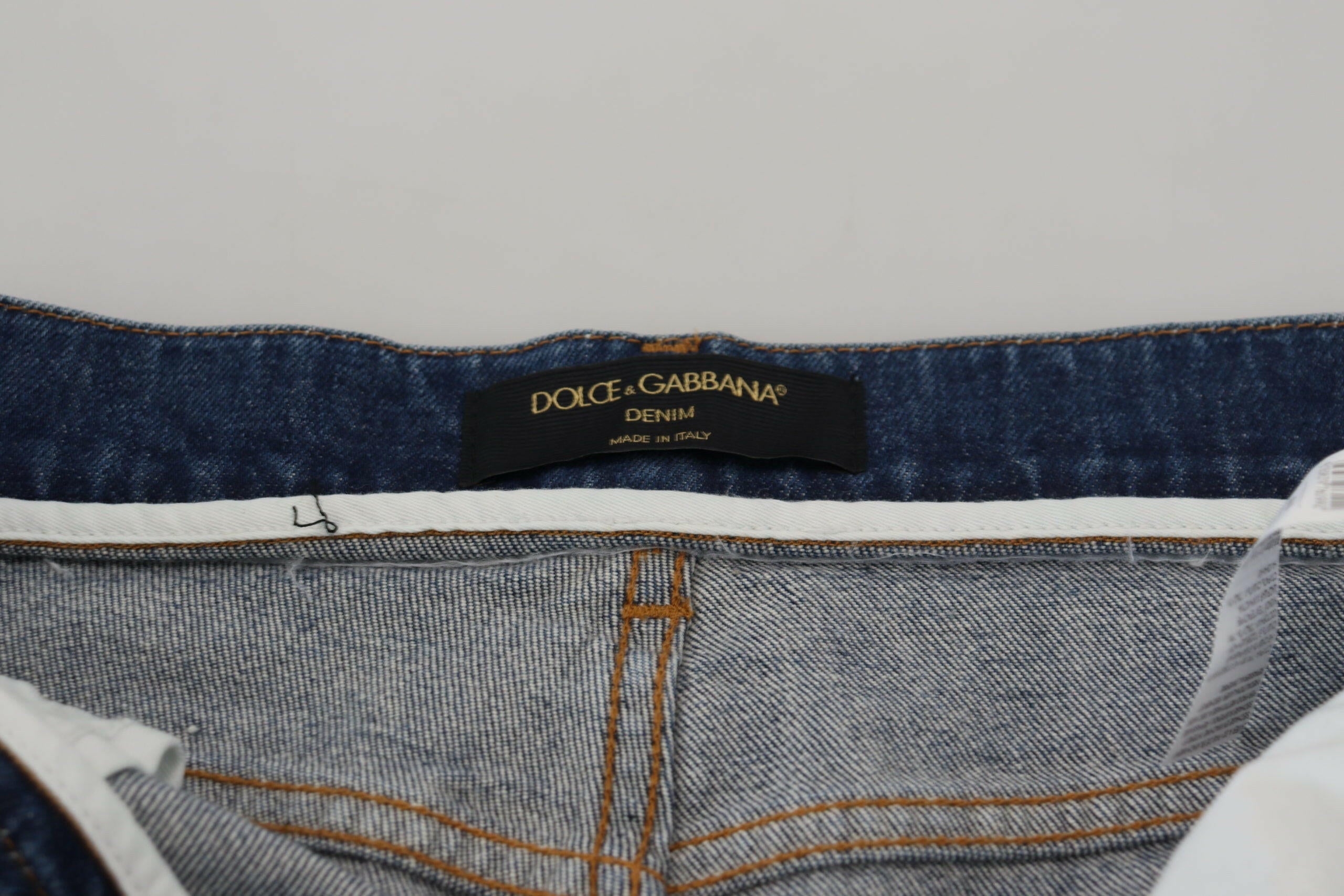 Dolce & Gabbana Blue Cotton High Waist Skinny Denim Jeans -   -  Dolce & Gabbana.