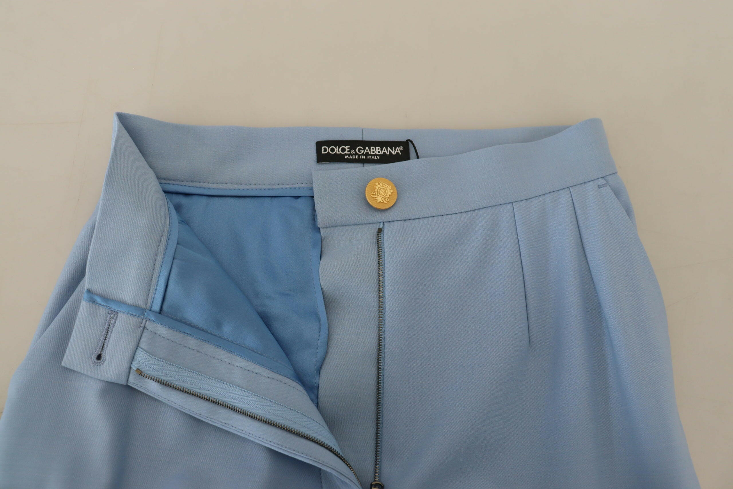 Dolce & Gabbana Light Blue Button Wide Leg Pants -   -  Dolce & Gabbana.