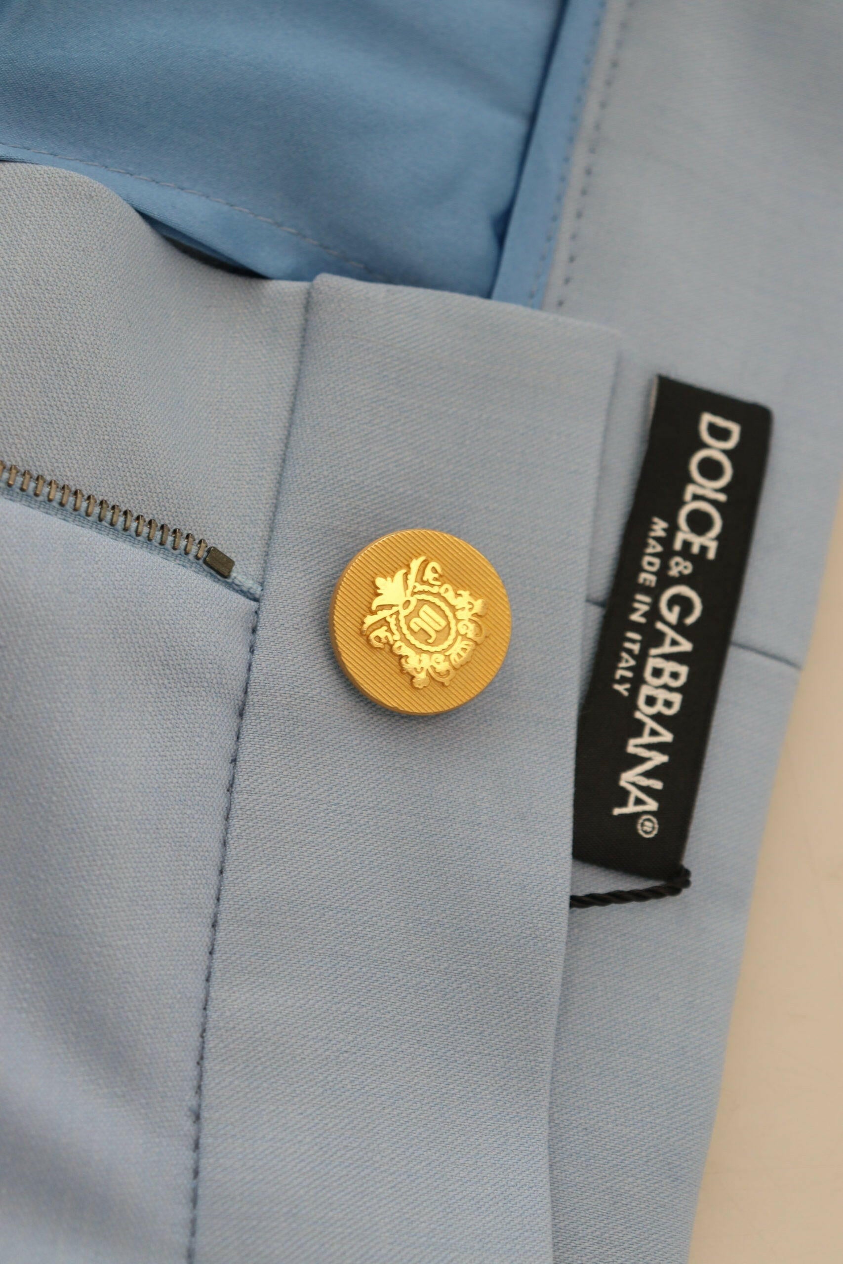 Dolce & Gabbana Light Blue Button Wide Leg Pants -   -  Dolce & Gabbana.