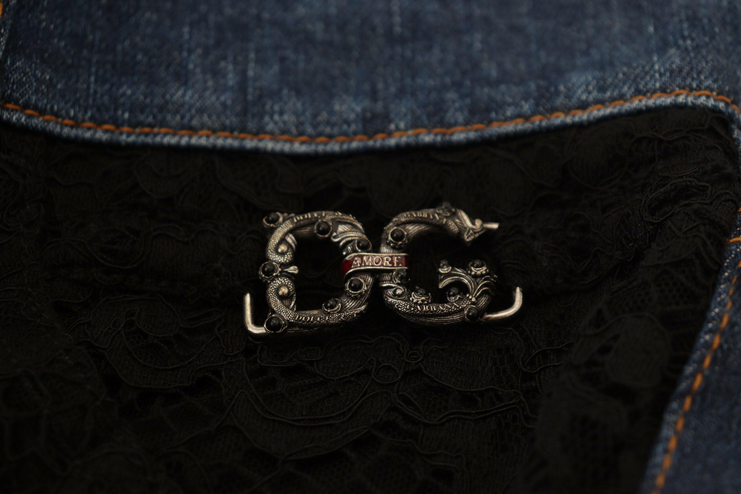 Dolce & Gabbana Black Floral Lace Front Skinny Denim Jeans -   -  Dolce & Gabbana.
