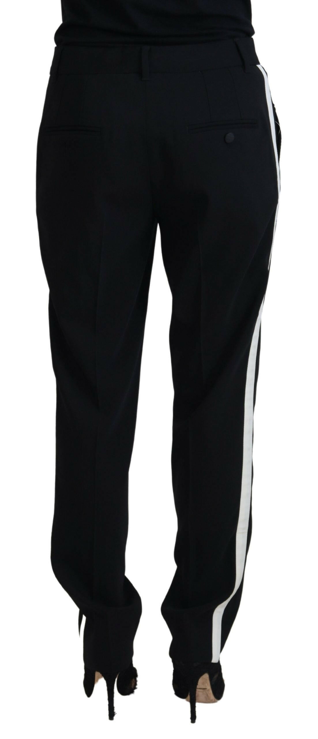 Dolce & Gabbana Black Tapered Women Wool Pants -   -  Dolce & Gabbana.