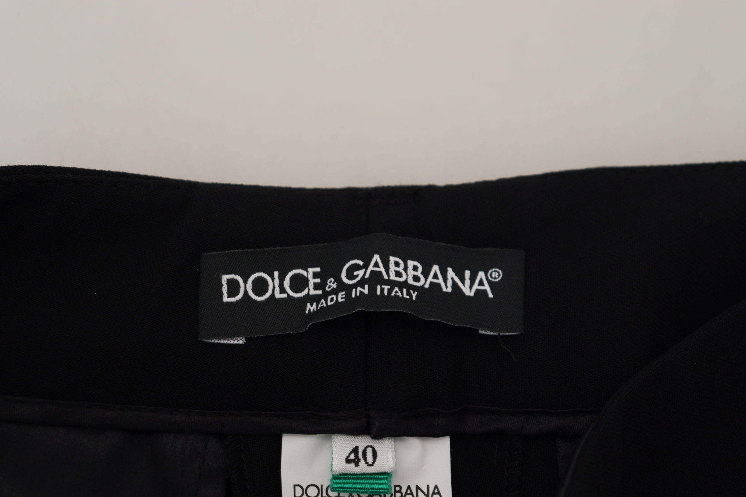 Dolce & Gabbana Black Tapered Women Wool Pants -   -  Dolce & Gabbana.