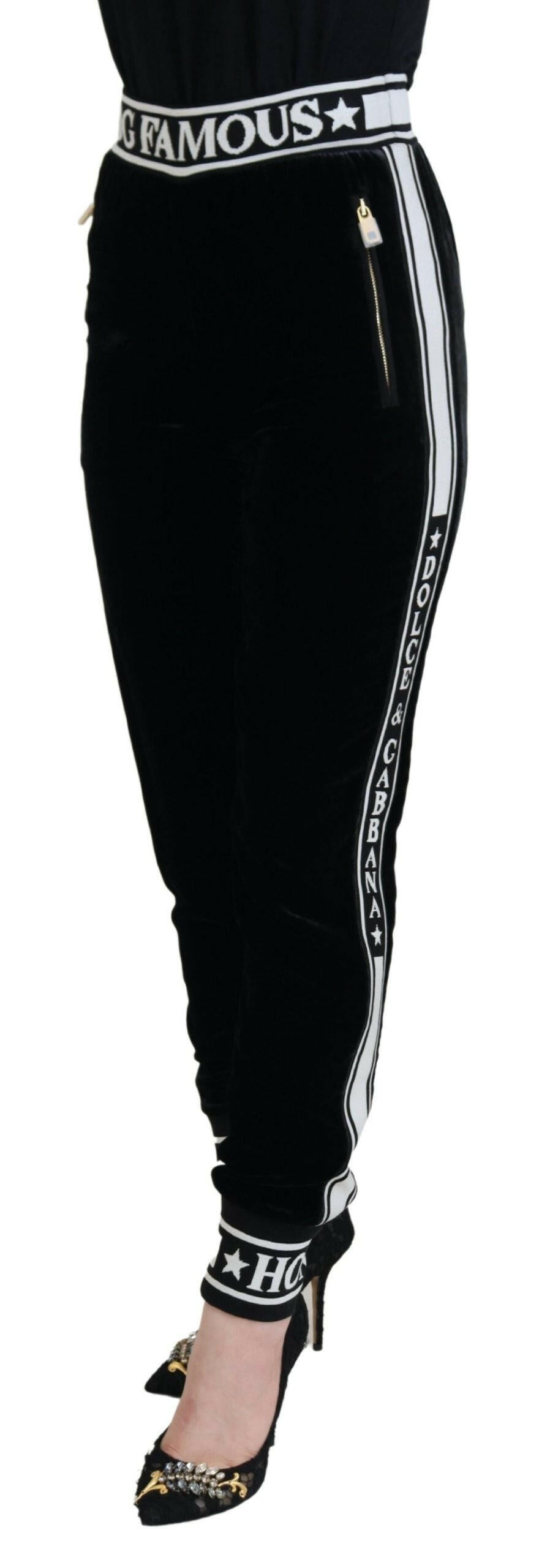 Dolce & Gabbana Black DG Logo Velvet Trouser Pants -   -  Dolce & Gabbana.