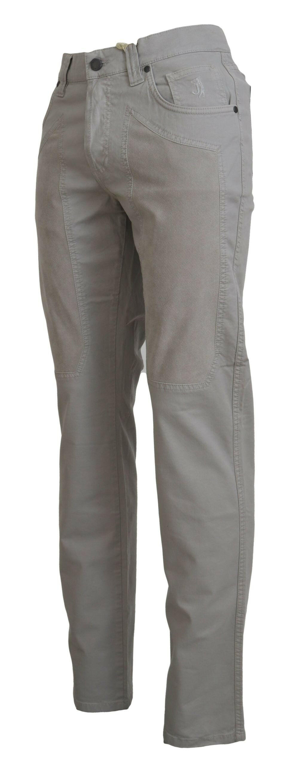 Jeckerson Gray Cotton Tapered Men Casual Pants -   -  Jeckerson.