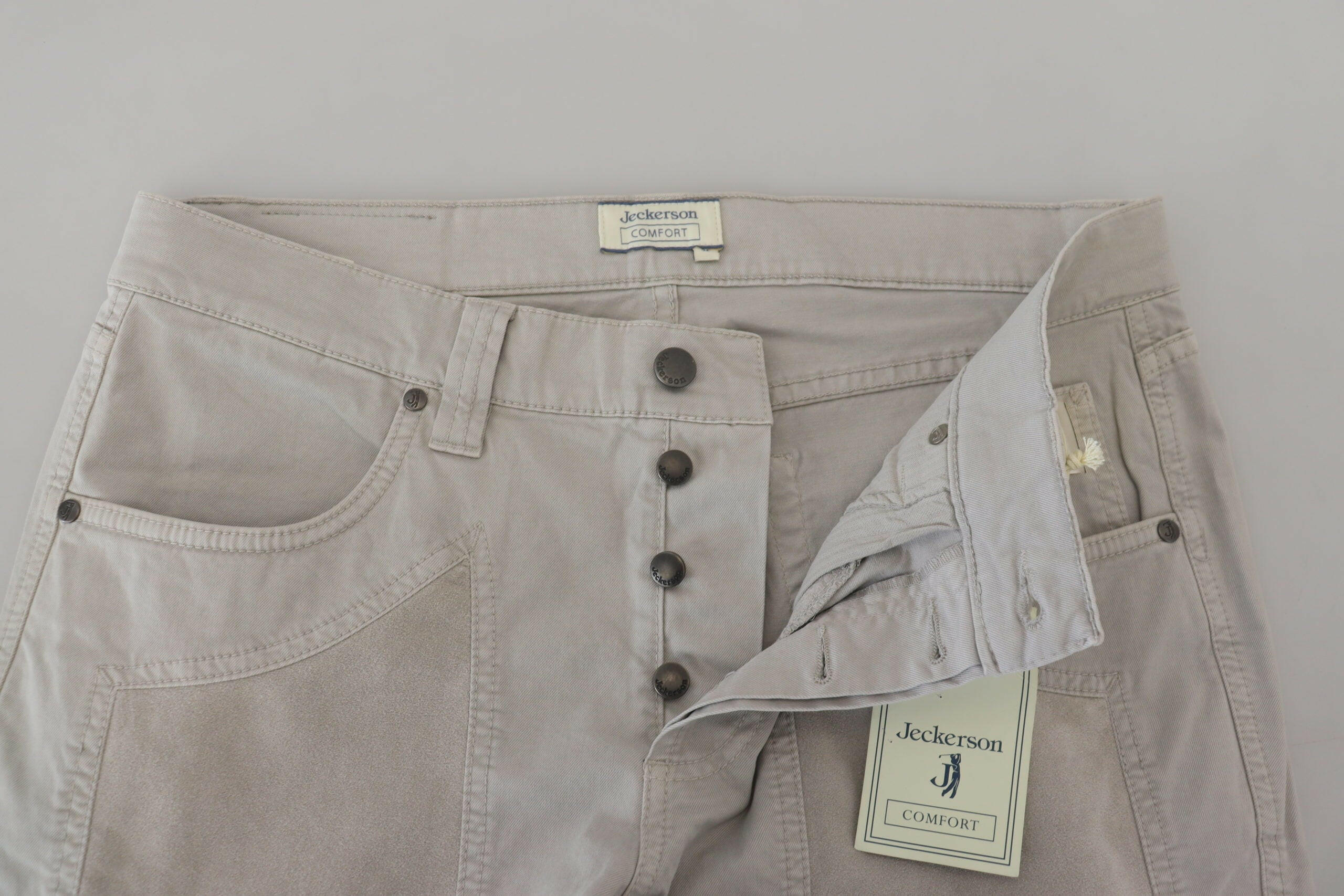 Jeckerson Gray Cotton Tapered Men Casual Pants -   -  Jeckerson.