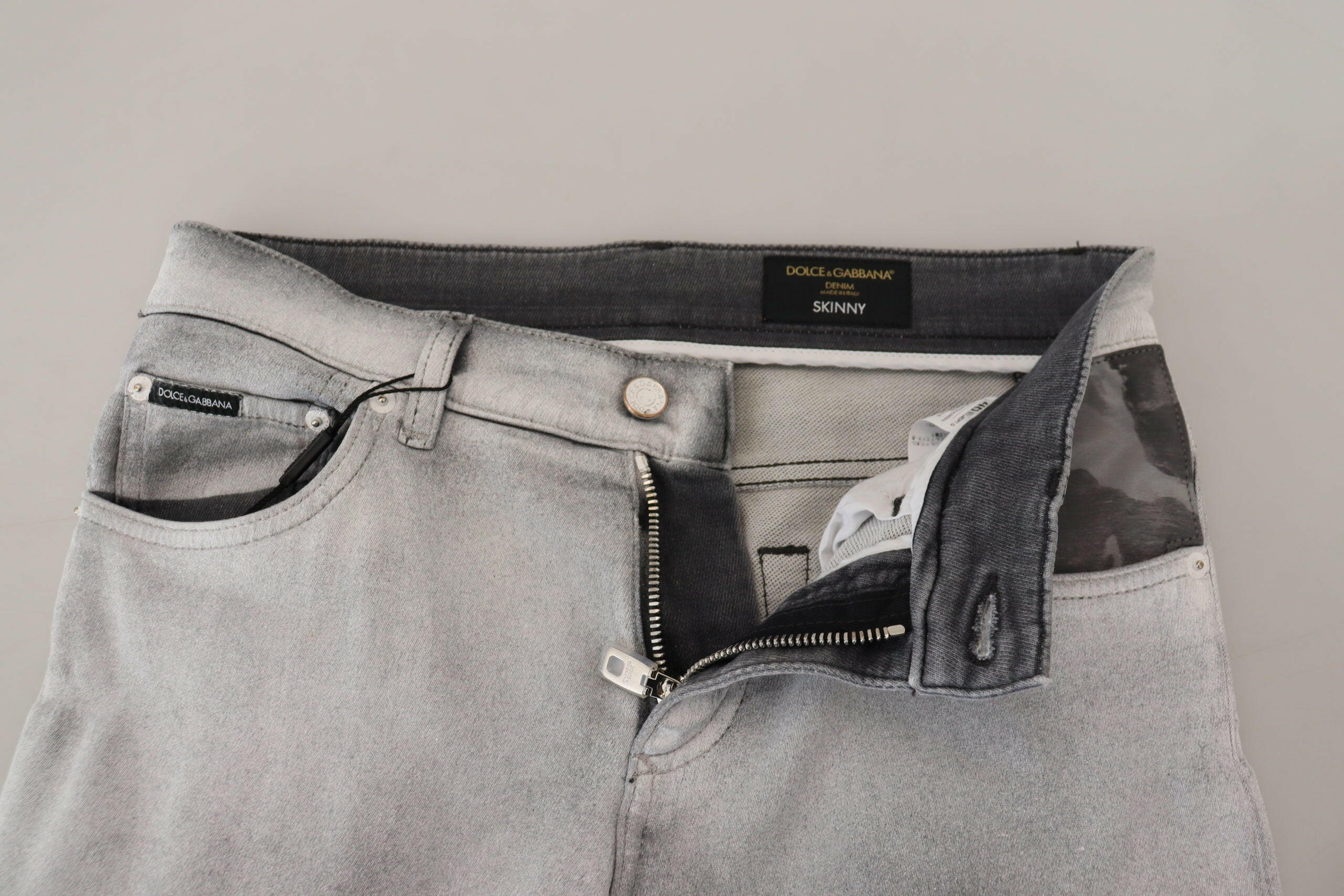 Dolce & Gabbana Gray Washed Skinny Men Denim Jeans -   -  Dolce & Gabbana.