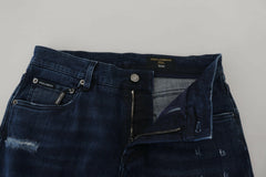 Dolce & Gabbana Blue Cotton Skinny Tattered Denim Jeans -   -  Dolce & Gabbana.