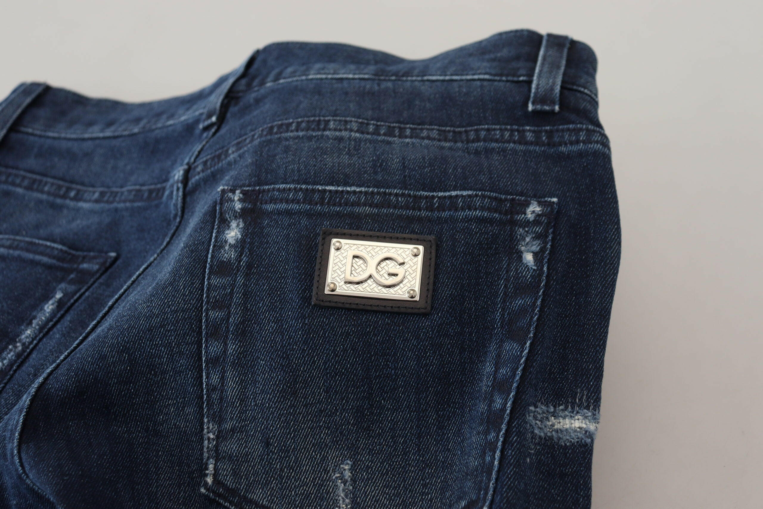 Dolce & Gabbana Blue Cotton Skinny Tattered Denim Jeans -   -  Dolce & Gabbana.