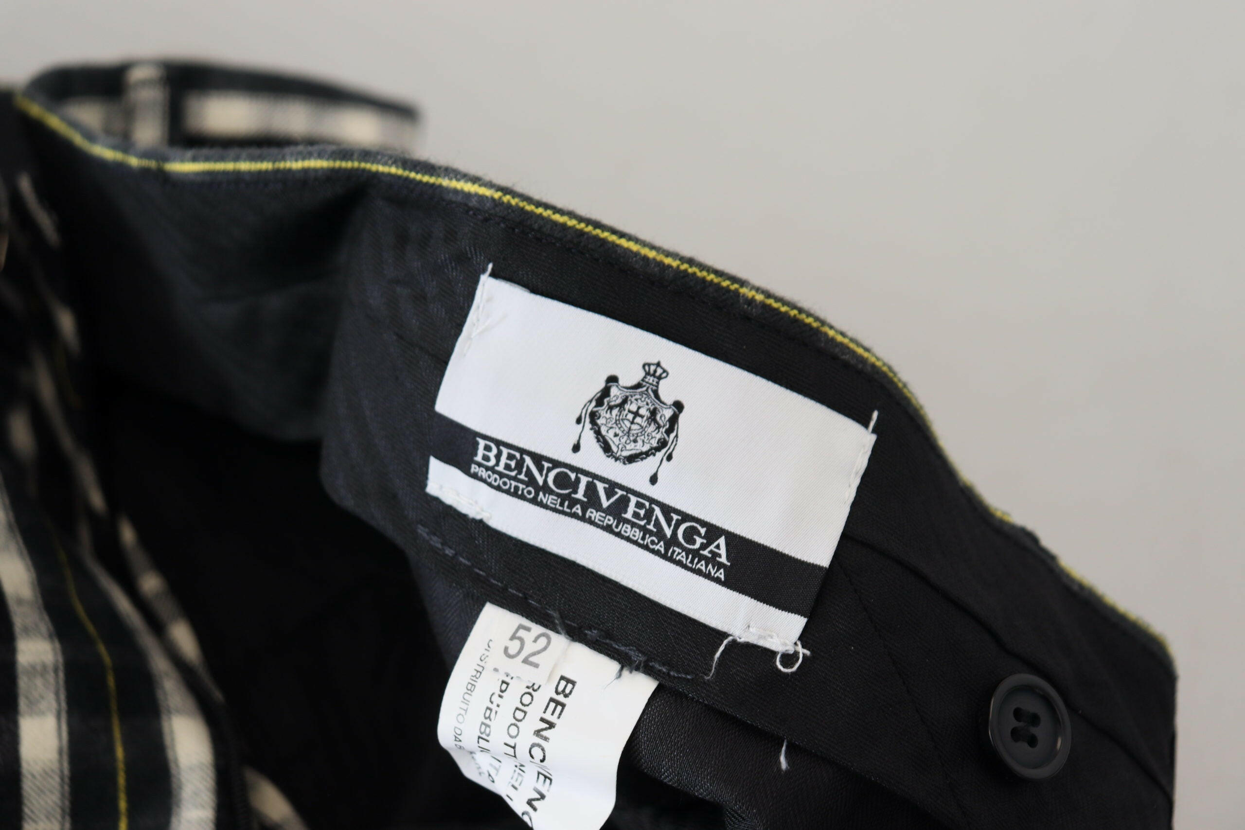 BENCIVENGA Black Checkered Cotton Casual Pants -   -  BENCIVENGA.