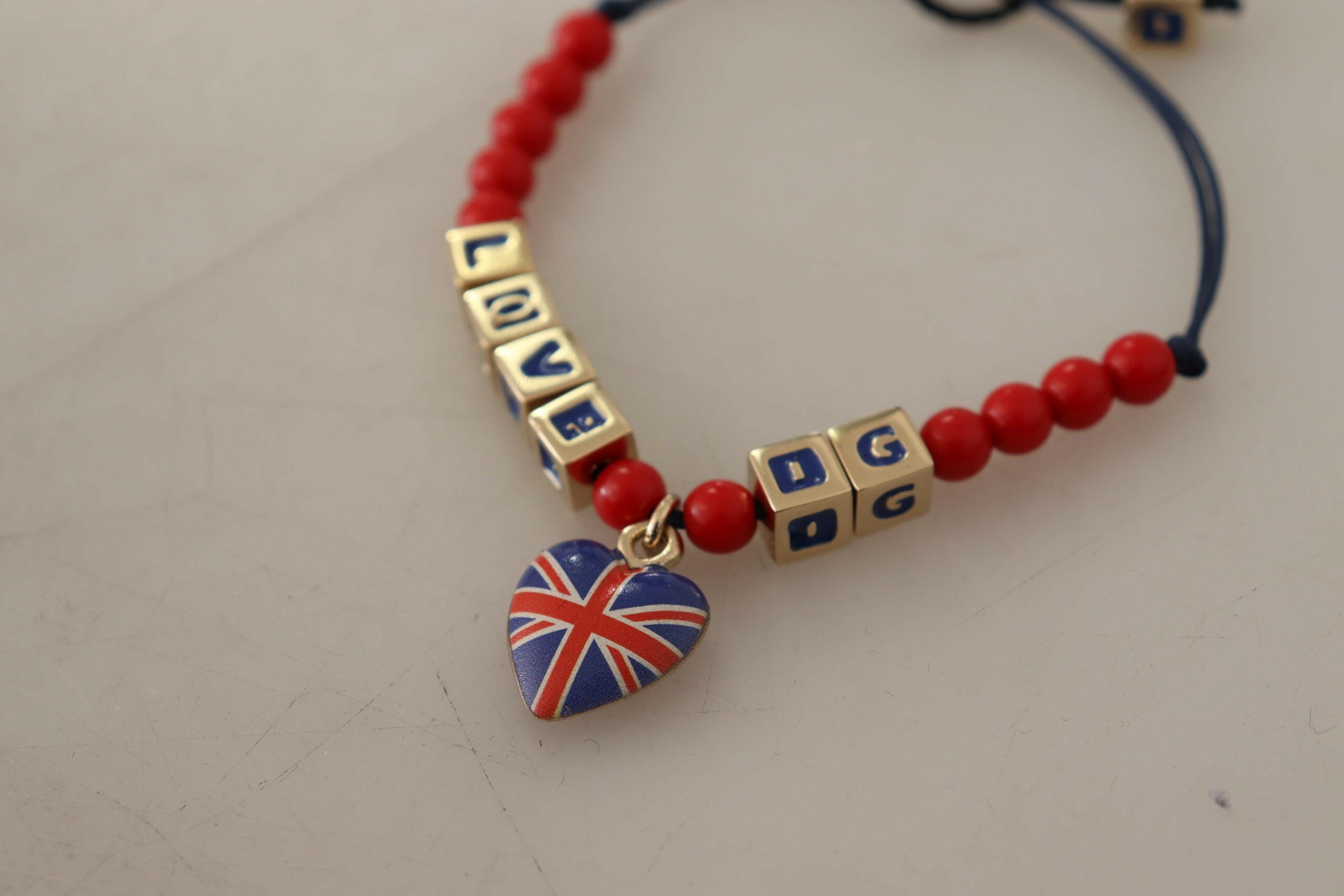 Dolce & Gabbana Red Blue Beaded DG LOVES LONDON Flag Branded Bracelet -   -  Dolce & Gabbana.