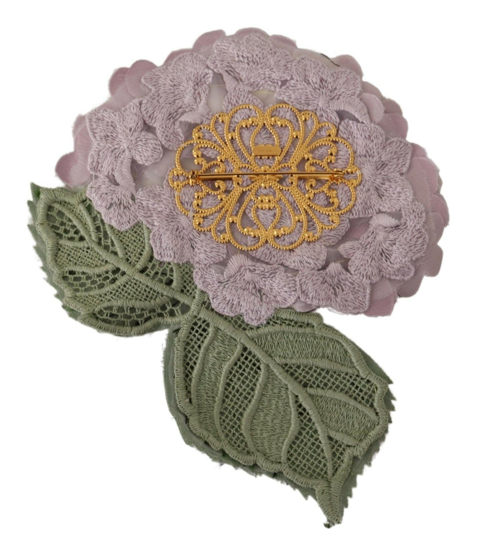 Dolce & Gabbana Purple Floral Gold Tone Brass Women Brooch -   -  Dolce & Gabbana.